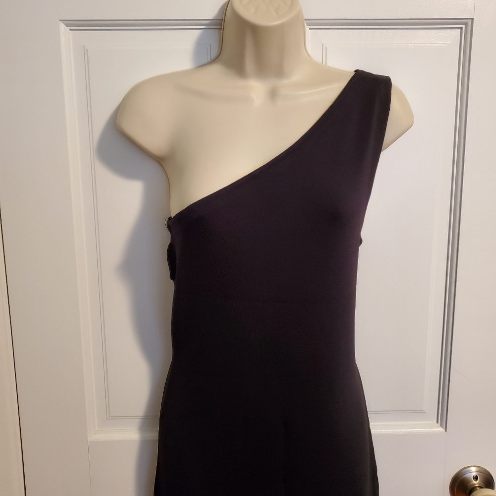 Theory Black Yuleena One-Shoulder  Dress - Picture 3 of 9